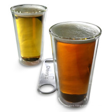 Haonai 16OZ beer glass double wall beer glass cup pint beer glass